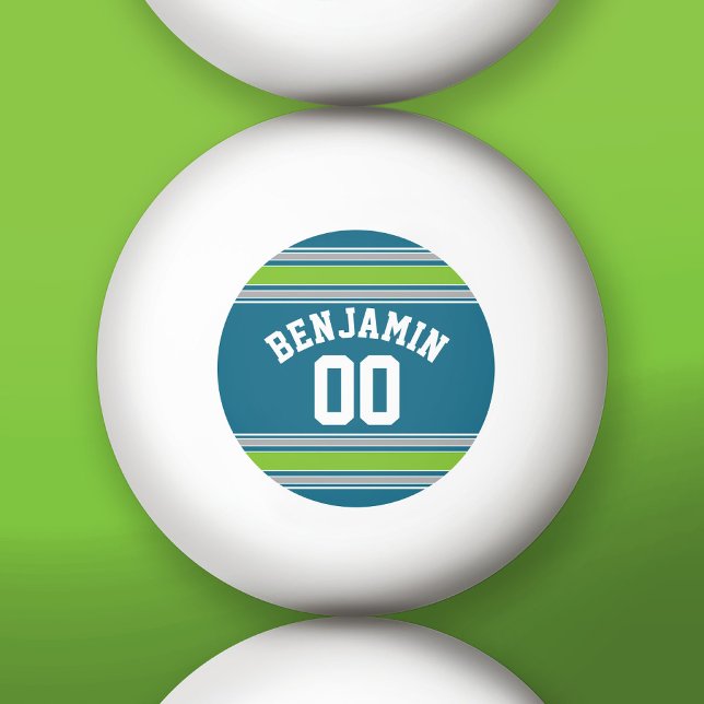 Bolinha De Ping Pong Número de Nome do Sports Jersey Teal e do Green St (Custom Ping Pong Balls)