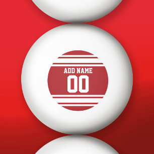 Bolinha De Ping Pong Número de Nome Personalizado de Jersey White e Re