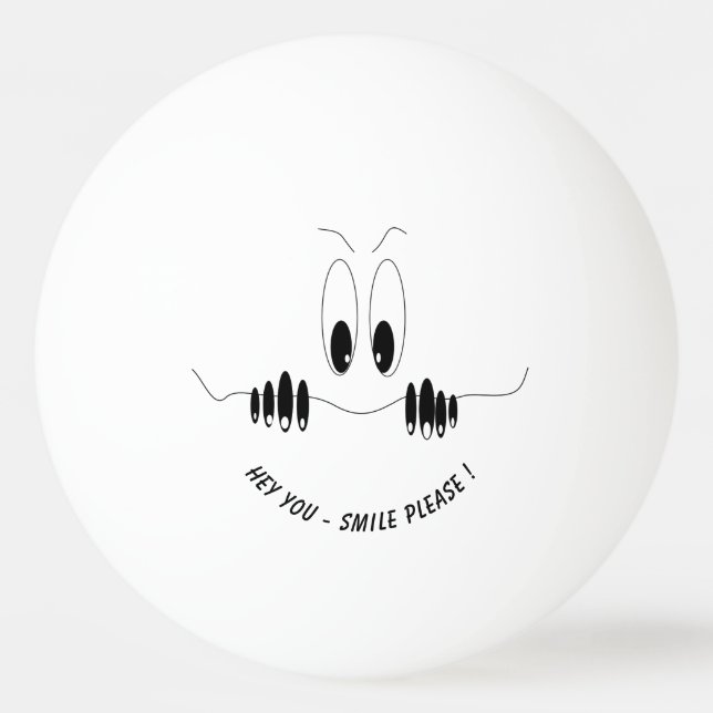 Bolinha De Ping Pong Olhos Engraçados Ping Pong Ball Smile - Texto Pers (Frente)