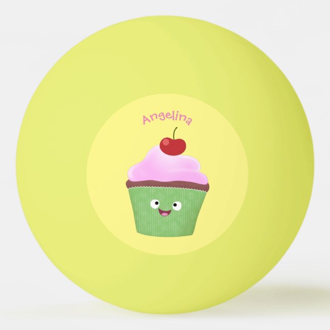 Bolinha De Ping Pong Óptica ilustração do desenho animado do cupcake fe (Frente)
