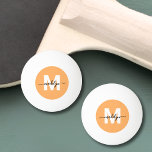 Bolinha De Ping Pong Orange Monogram<br><div class="desc">Personalized Peach Orange Monogram Ping Pong Ball. Add a modern and playful touch to your game with this custom ping pong ball. Each side features a warm peach-orange circle at the center. Inside the circle, a clean white initial sits in a classic serif font, paired with your name in simple...</div>