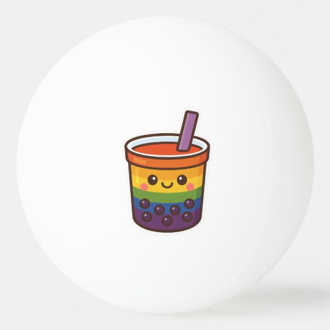 Bolinha De Ping Pong Orgulho LGBTQ+ do Rainbow Bubble Tea (Frente)