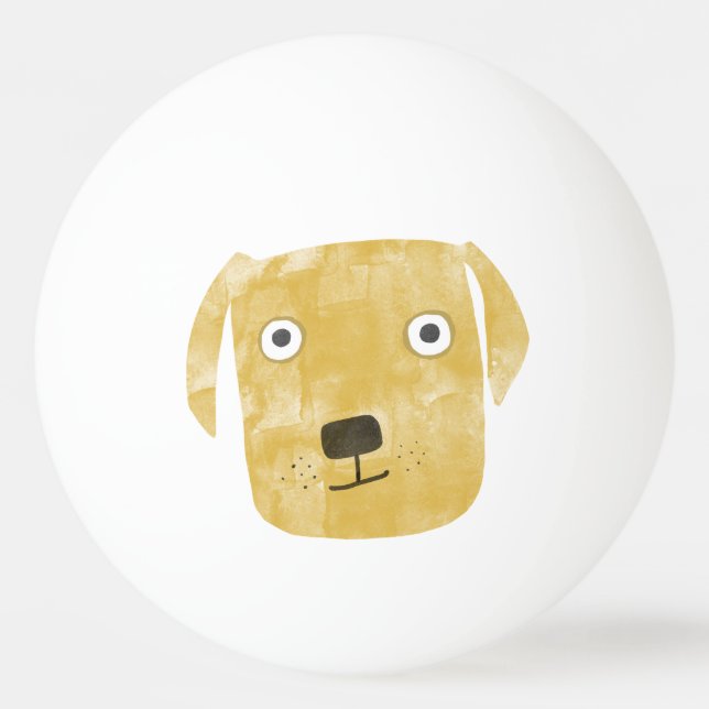 Bolinha De Ping Pong Ouro Labrador Retriever Cachorro Aquarela (Frente)