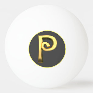 Bolinha De Ping Pong Ouro Personalizado - Letra P