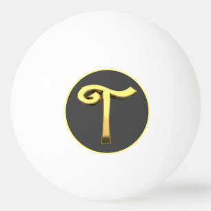 Bolinha De Ping Pong Ouro Personalizado - Letra T