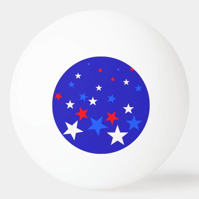 Bolinha De Ping Pong Padrão das estrelas azul, vermelha e branca (Frente)