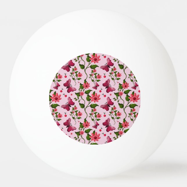 Bolinha De Ping Pong Padrão de Borboleta Cereja Fofa, Fruta Kawaii Bril (Frente)