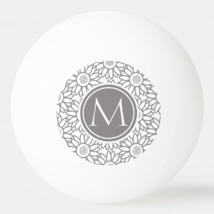 Bolinha De Ping Pong Padrão De Girassol Elegante Monograma