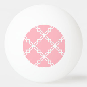 Bolinha De Ping Pong Padrão de Quatrefoil de Grande Rico, branco-rosa