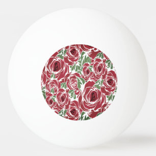 Bolinha De Ping Pong Padrão de Rosa de Vintage Elegante - Floral Vermel