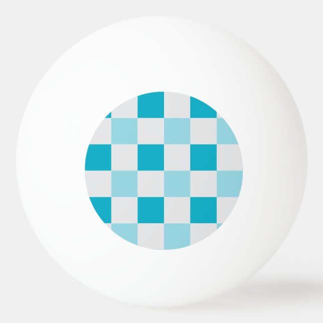 Bolinha De Ping Pong Padrão Xadrez Branco e Azul (Frente)