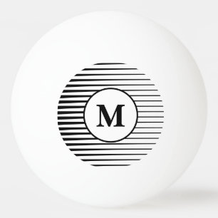 Bolinha De Ping Pong Padrões de Stripes Negras e Brancas Monogramas Na