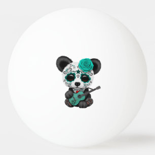 Bolinha De Ping Pong Panda azul do crânio do açúcar que joga a guita