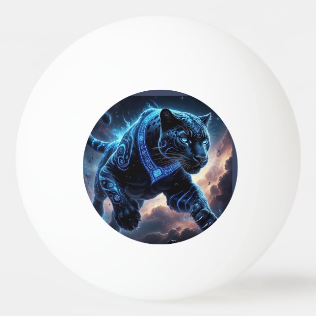 Bolinha De Ping Pong Pantera Negra Mística com Padrões Luminosos (Frente)