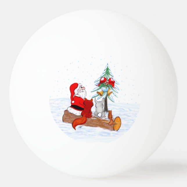 Bolinha De Ping Pong Papai Noel com Raposa e Esquilo do Coelho (Frente)