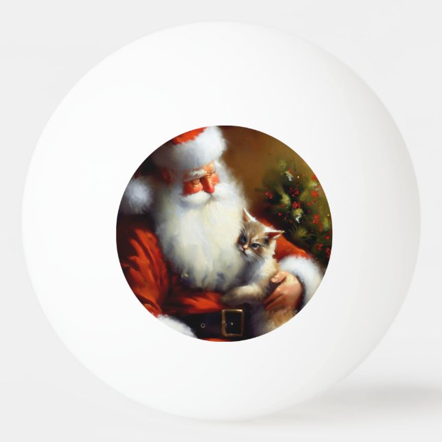 Bolinha De Ping Pong Papais noeis de Natal e um Gato (3) (Frente)