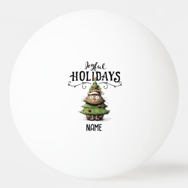 Bolinha De Ping Pong Papais noeis Gato com Árvore de Natal para Tênis d (Frente)