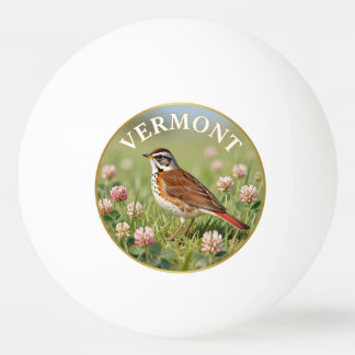 Bolinha De Ping Pong Pássaro do Estado de Vermont Hermit Thrush & Trevo
