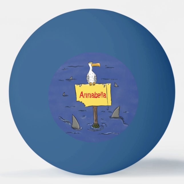Bolinha De Ping Pong Pássaro-do-mar engraçado circulado por desenhos an (Frente)