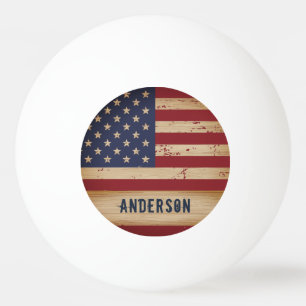 Bolinha De Ping Pong Patriótica da Madeira Russa da Bandeira Americana