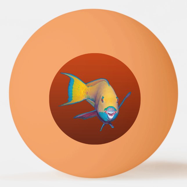 Bolinha De Ping Pong Peixe-papagaio - Design Abstrato - Recortado da fo (Frente)