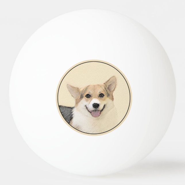 Bolinha De Ping Pong Pembroke Welsh Corgi - Pintura Original para Cacho (Frente)