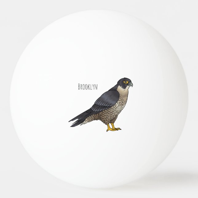 Bolinha De Ping Pong Peregrine falcon bird cartoon illustration (Frente)