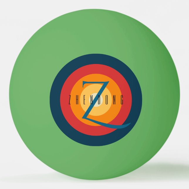 Bolinha De Ping Pong Personalizado Inicial de Monograma Elegante Modern (Frente)