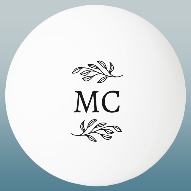 Bolinha De Ping Pong Personalized Monogram Initials Botanical Leaf (Modern personalized monogram initials botanical leaf sprig ping pong ball)