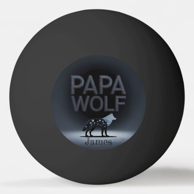 Bolinha De Ping Pong Personalized Papa Wolf Nature Silhouette (Frente)