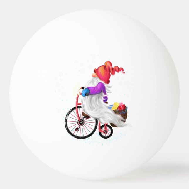 Bolinha De Ping Pong Ping Pong Ball Gnome de Natal com bicicleta e pres (Frente)