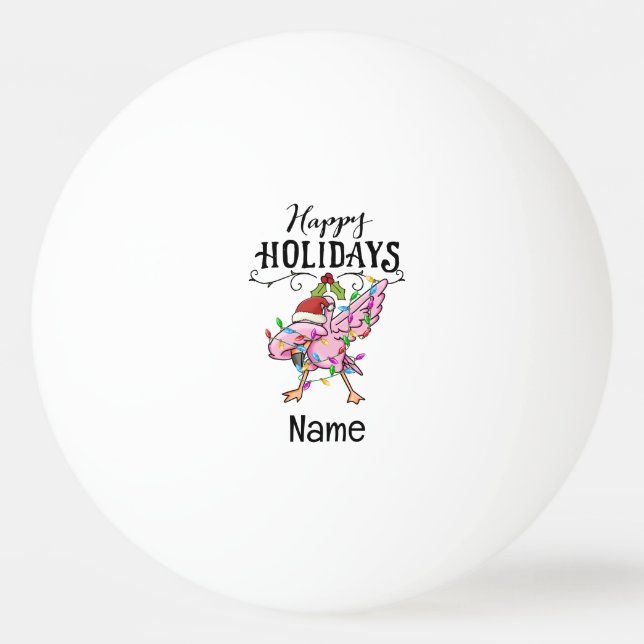 Bolinha De Ping Pong Ping pong Flamingo com Natal (Frente)