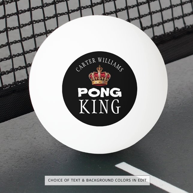 Bolinha De Ping Pong Ping Pong King Crown Name Black or Custom (Criador carregado)