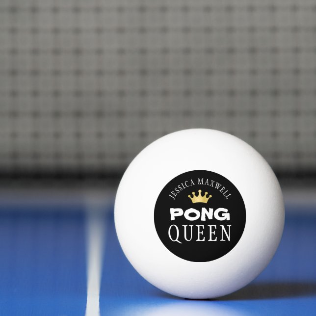 Bolinha De Ping Pong PING PONG RAINHA Dourada Coroa Preta Personalizada (Líquido)