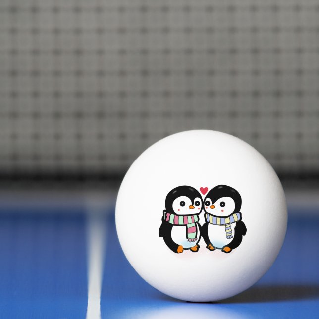 Bolinha De Ping Pong Pinguim Amor de Inverno Personalizado (Líquido)