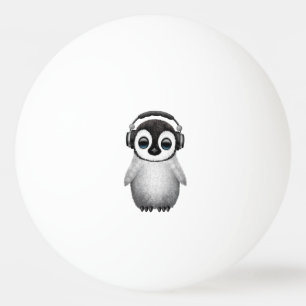 Bolinha De Ping Pong Pinguim bonito DJ do bebê que veste fones de