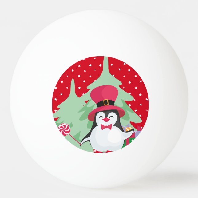 Bolinha De Ping Pong Pinguim de Natal Festivo - 1 (Frente)