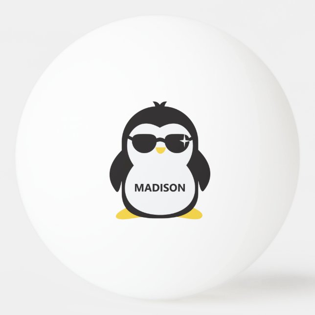 Bolinha De Ping Pong Pinguim legal de nome personalizado (Frente)