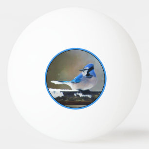 Bolinha De Ping Pong Pintura Blue Jay - Arte Original para Pássaros