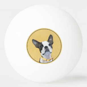 Bolinha De Ping Pong Pintura de Boston Terrier - Arte de Cão Original