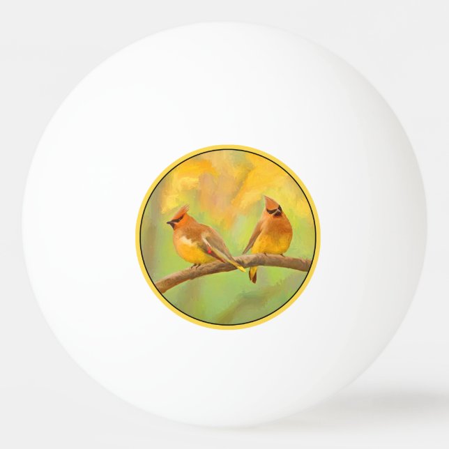 Bolinha De Ping Pong Pintura De Cedar Waxwing - Arte De Cachorro Origin (Frente)