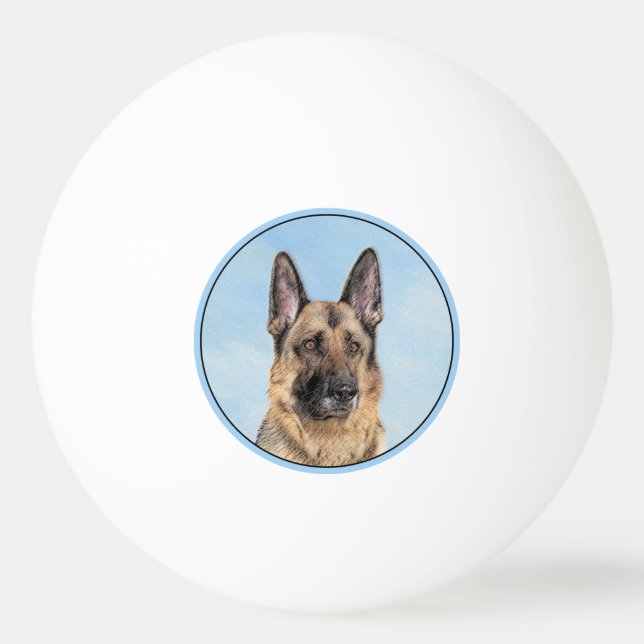 Bolinha De Ping Pong Pintura de german shepherd - Arte de Cachorro Orig (Frente)