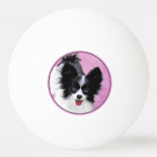 Bolinha De Ping Pong Pintura de Papillon (Branco e Preto) - Arte Canina
