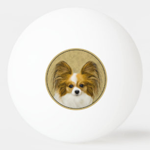 Bolinha De Ping Pong Pintura de Papillon (Hound Tri) - Arte de Cão Orig