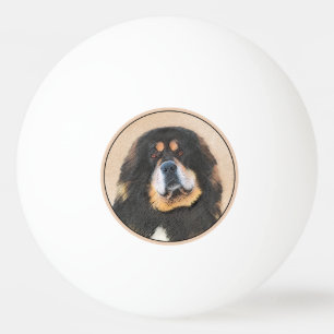 Bolinha De Ping Pong Pintura Mastiff Tibetana - Arte Canina Original