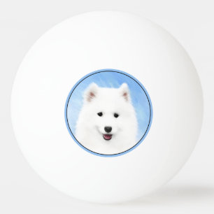 Bolinha De Ping Pong Pintura Samoyed Puppy - Arte Cachorra Original
