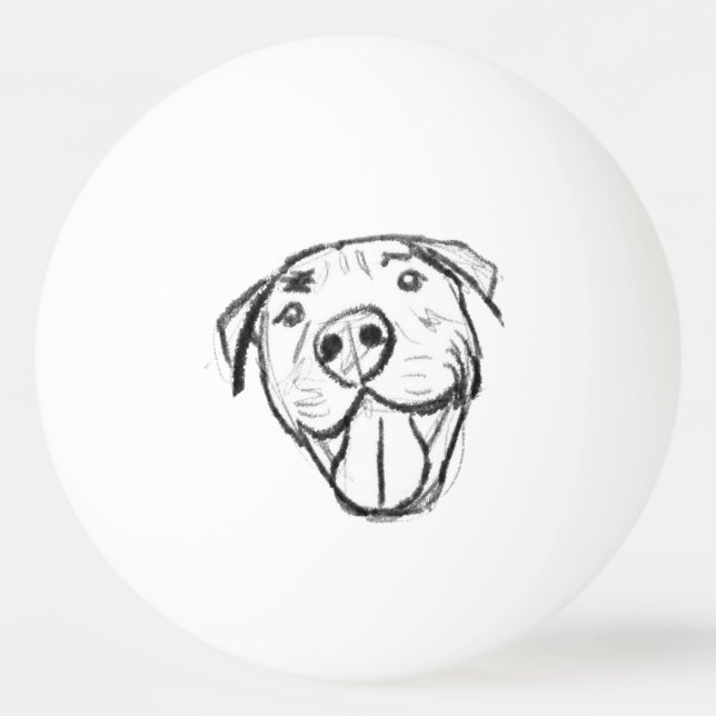 Bolinha De Ping Pong pitbull desenhando simples cão amante branco preto (Frente)