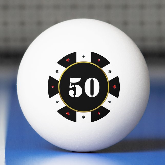 Bolinha De Ping Pong Poker Chip 50ª Festa de aniversário (Poker Chip 50th Birthday Party Ping Pong Ball
)