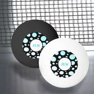 Bolinha De Ping Pong Ponto polka azul retrô moderno no pino preto