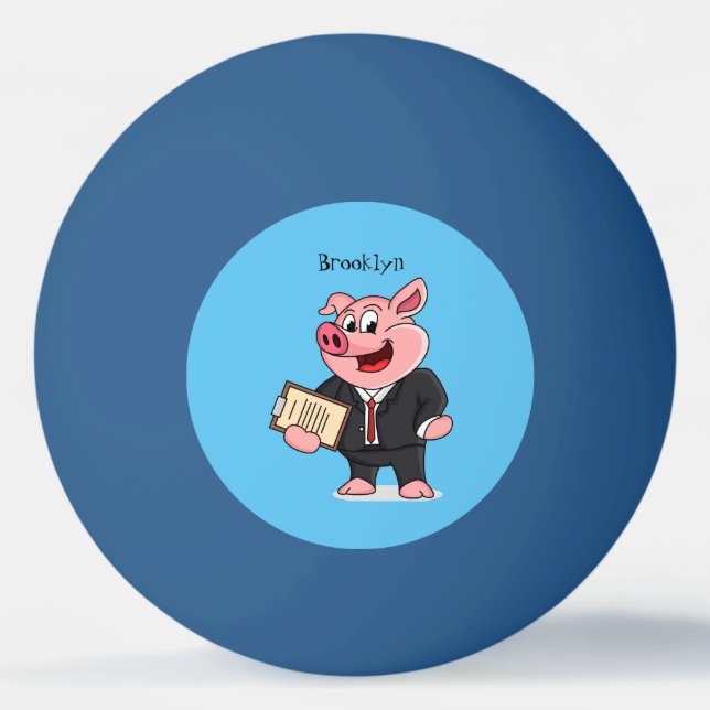 Bolinha De Ping Pong Porco engraçado em desenhos animados (Frente)